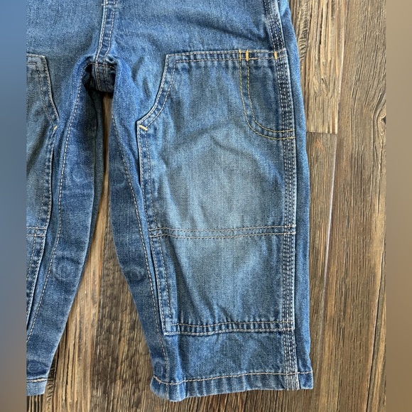 OshKosh B'gosh Vestbak Jean Overalls 18 Mos Double Knee Blue Denim Stripe Detail - Picture 10 of 12